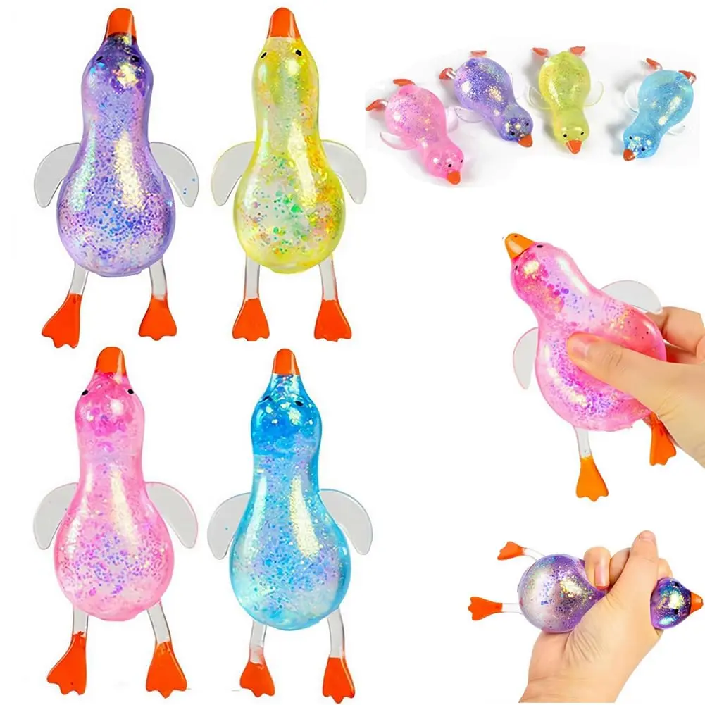 Cute Duck Squish-y Sugar Stress Ball,Glitter Duck Squish-y,Soft DuckStress Relief Sugar Ball Squishies Ultra Squishies and Moldable Slow Rise Relaxing Sensory Fidget Stress for Anxiety Relief