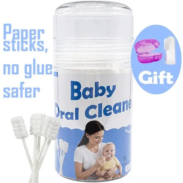 2-in-1 Baby Tongue Cleaner, Upgraded Baby Oral Cleaner, baby toothbrush, Disposable Infant Mouth Cleaner Newborn, Upgrade Gum Cleaner with Paper Handle for Infants Ages 0-2 Years, 50 pcs