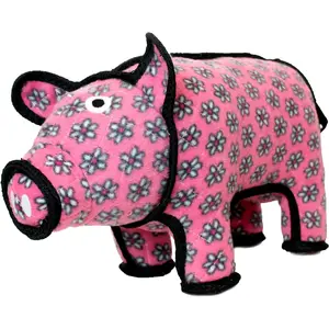 Tuffy Dog Toys Polly the Pig Durable Plush Dog Toy  - 3-Layer Soft Fleece & Industrial Grade Luggage Material - Perfect Playmate for Pups - 14.5" x 6.5" x 8.2"