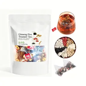 Kidney Tea Formula Men's Kidney Tea Ginseng Five Treasure Tea with Added Mulberry Goji Berry Maca Five Treasure Kidney Support Tea Containing Six Precious Herbal Ingredients Natural Herbal Tea Bags Ginseng Tea Beverage Wellness Tea Health Tea
