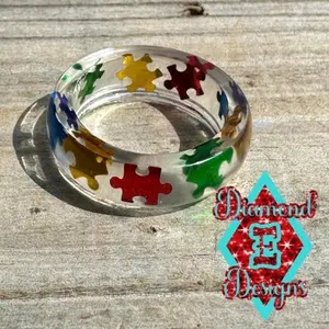 Clear Ring with Puzzle Pieces