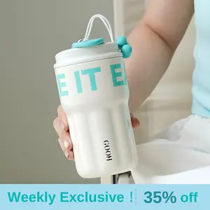 【Arctic Mint】GOOM 18oz Tumbler travel Coffee Cup,6-Layer Wall, Spillproof - White, Blue Bottle Drinkware