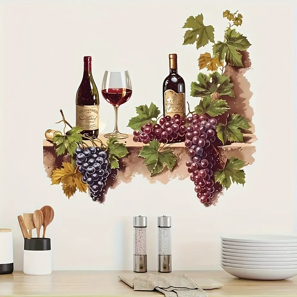 Vintage Wine Grape Vine Wall Sticker, Wall Decal, Perfect for Kitchen and Restaurant Decor, Home Decoration Art, Easy to Apply and Remove, Wall Stickers Decor