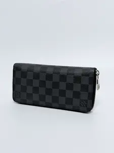 Pre-owned Louis Vuitton Canvas Long Wallet Damier Graphite Zippy Horizontal Authentic JC060LV