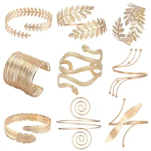 Street style personalized arm bracelet with vintage musical notes, multi-layered metal open bangle