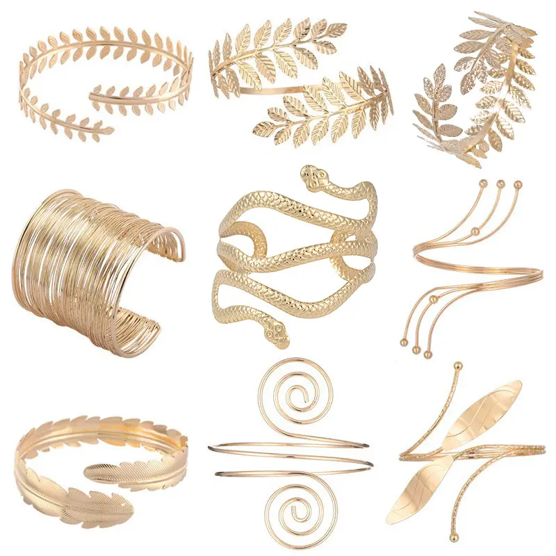 Unisex Trendy Bangles Stackable Bracelets - European-American Street Style Personalized Multi-Layered Metal Open Bangle with Vintage Musical Notes, Leaf, Sun Accents, Stackable Bracelet, Trendy Jewelry, Cast Iron, Casual, Europe And America, Fashion, Leaf