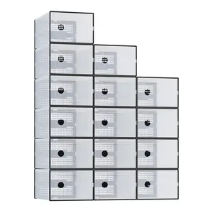Clear Shoe Storage Boxes, Plastic Stackable Shoe Containers with Lids, Display Sneaker Case Organizer for Closet, Under Bed, Entryway