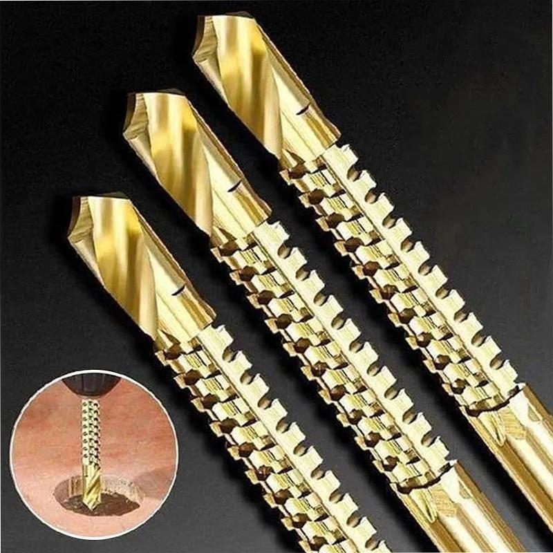 Titanium-Plated High-Speed Steel Drill Bits Set Metalworking & Wood Drilling Sharp Serrated Design Anti-Rust Coating Power Tool Accessories Titanium-Plated High-Speed Steel Drill Bits Set Metalworking & Wood Drilling Sharp Serrated Design Anti-Rust Coating Power Tool Accessories