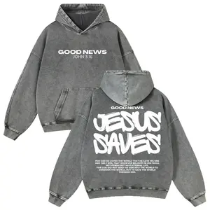Jesus Saves 380g Autumn VIntage Washed Hoodie Graphic Sweatshirt Jesus Saves 380g Autumn VIntage Washed Hoodie Graphic Sweatshirt