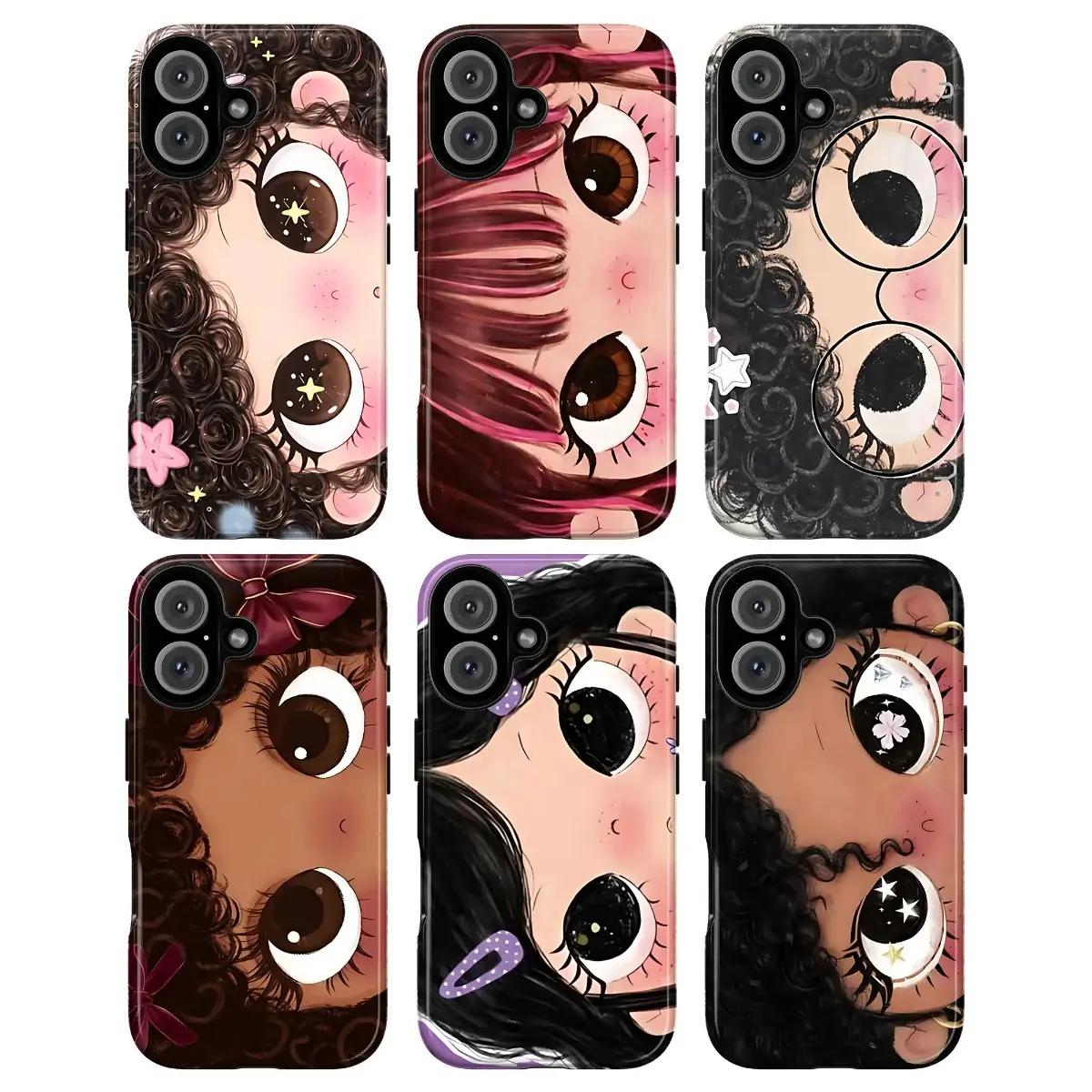 Big Eyes Cute Cartoon Girl Face Themed Phone Case Premium Texture, Anti-Drop, Anti-Fingerprint For IPhone 17-11, Pro Max, Pro Plus, and Samsung S26-22 Protection Safety