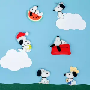 MINISO Peanuts Snoopy Plush Badge Blind Bag | Cute Style Snoopy Brooch Mystery Bag | Kawaii Fluffy Backpack Charm Pin Accessory Gift