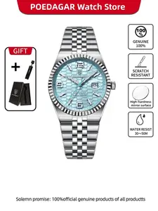 POEDAGAR fashion luxury men's waterproof luminous date stainless steel quartz watch, a casual high-end quality men's watch, Luminous Fashionable Watch, the first choice for gifts, Stainless Steel Wristwatch, Luminous Analog Watch, Analog Quartz Watches