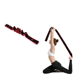 Stretching band - Yoga band Belt with 8 Loops  Elastic Exercise  for HomeWorkout, Pilates, Flexibility stretch, Home pilates equipment