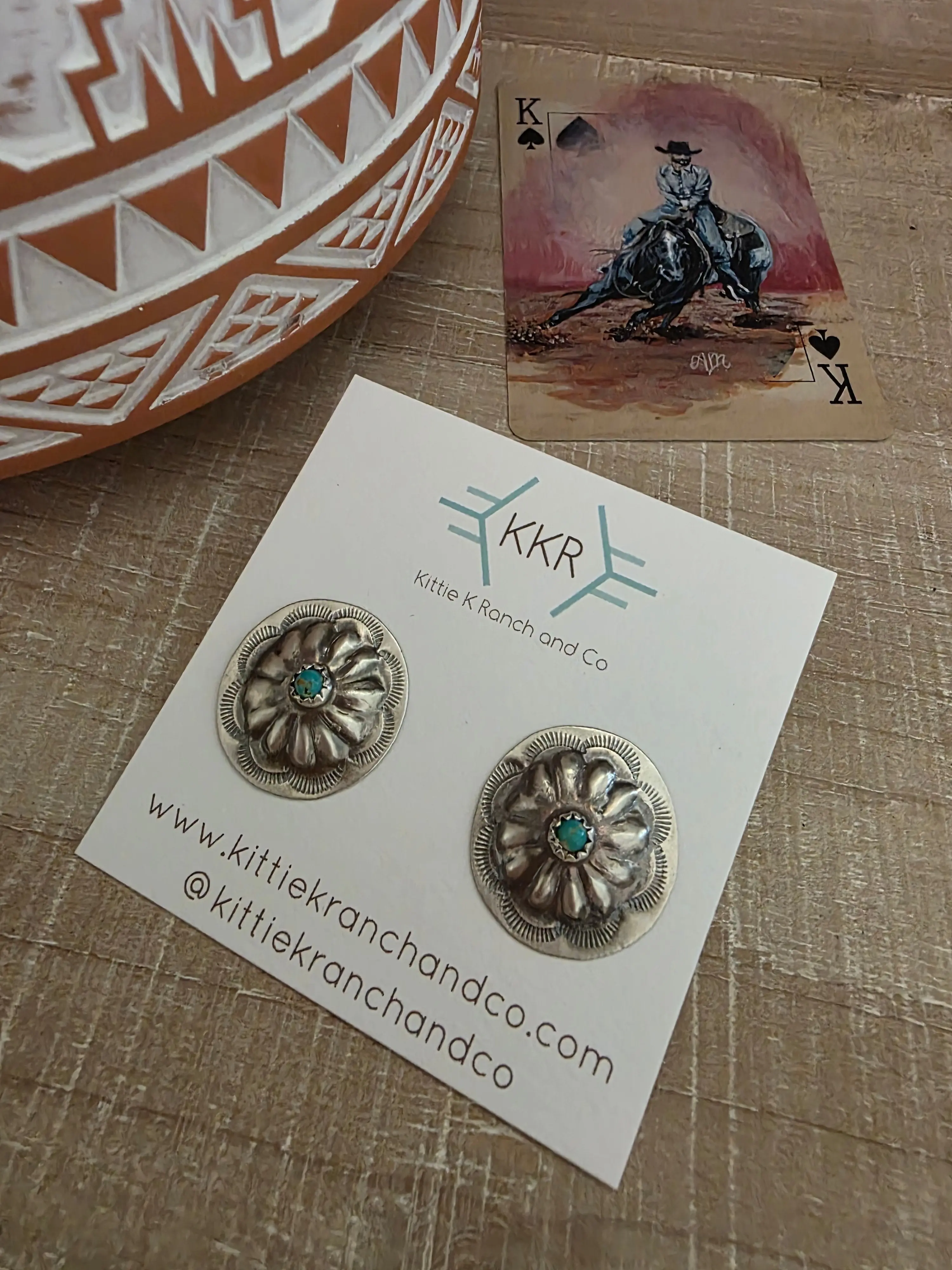 JOAN BEGAY SMALL TURQUOISE CONCHO STUDS