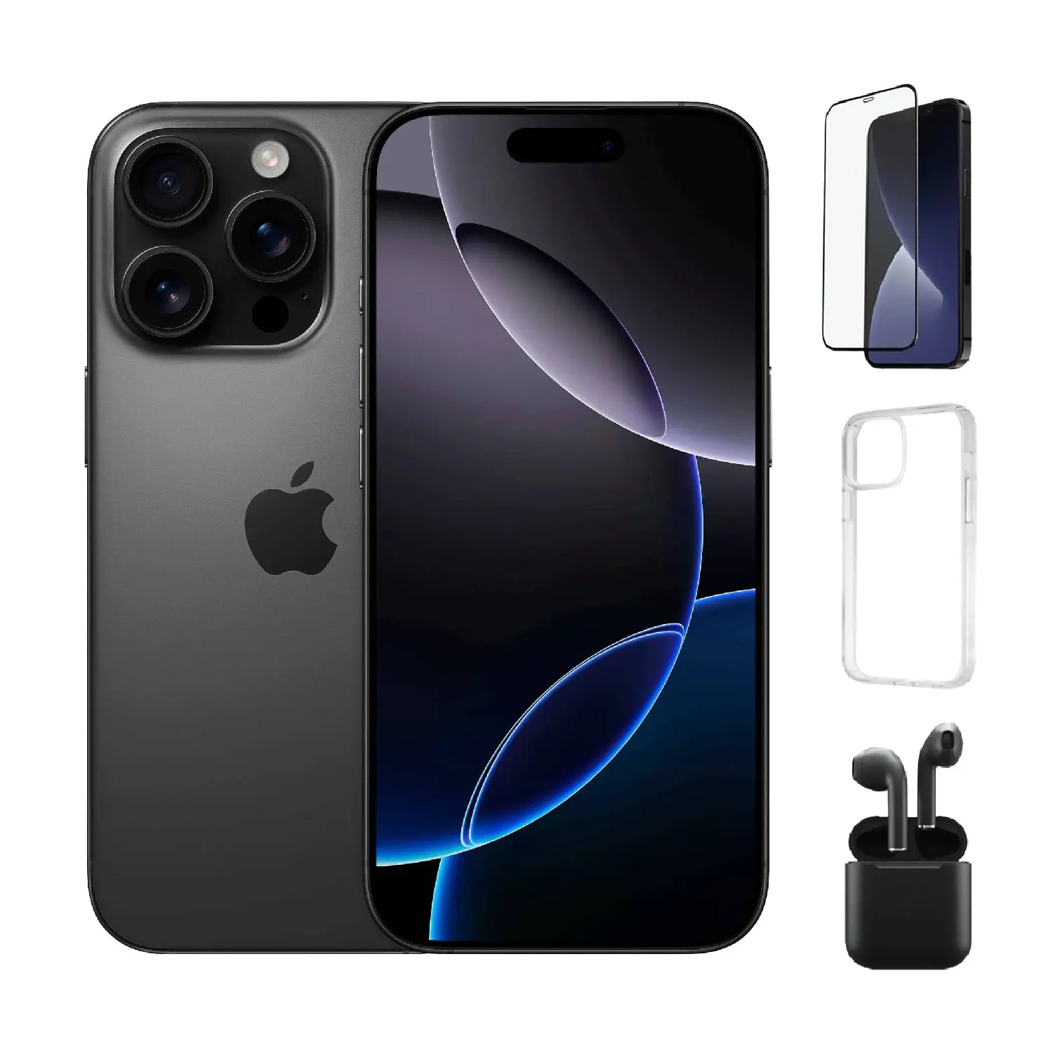 Refurbished iPhone 16 Pro Max (Unlocked)-Good Condition with Case, Wireless Earbuds,Tempered Glass Screen Protector & 1 Year Warranty  A3084