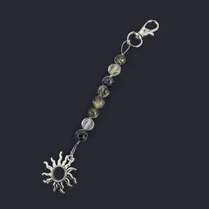 Mixed Bead Sunburst Charm Keychain
