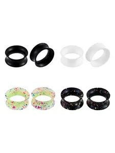 4Pairs/Set Silicone Flexible Ear Skin Tunnels Plugs Expanders Gauges Hollow Body Piercing 2G-3/4 6-20MM