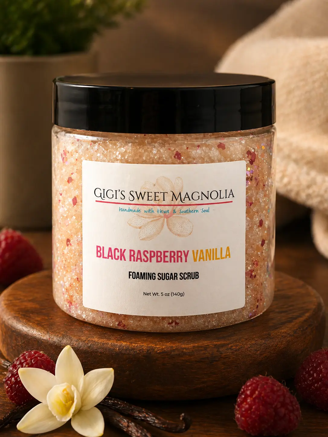 GiGi's Sweet Magnolia Foaming Sugar Scrub - Gentle Exfoliating Almond Grainy Full-Body Jar-Packed Cleanser for All Skin Types, Silky Moisturizing Body Care Product, Single Item, Almond Body Scrubs