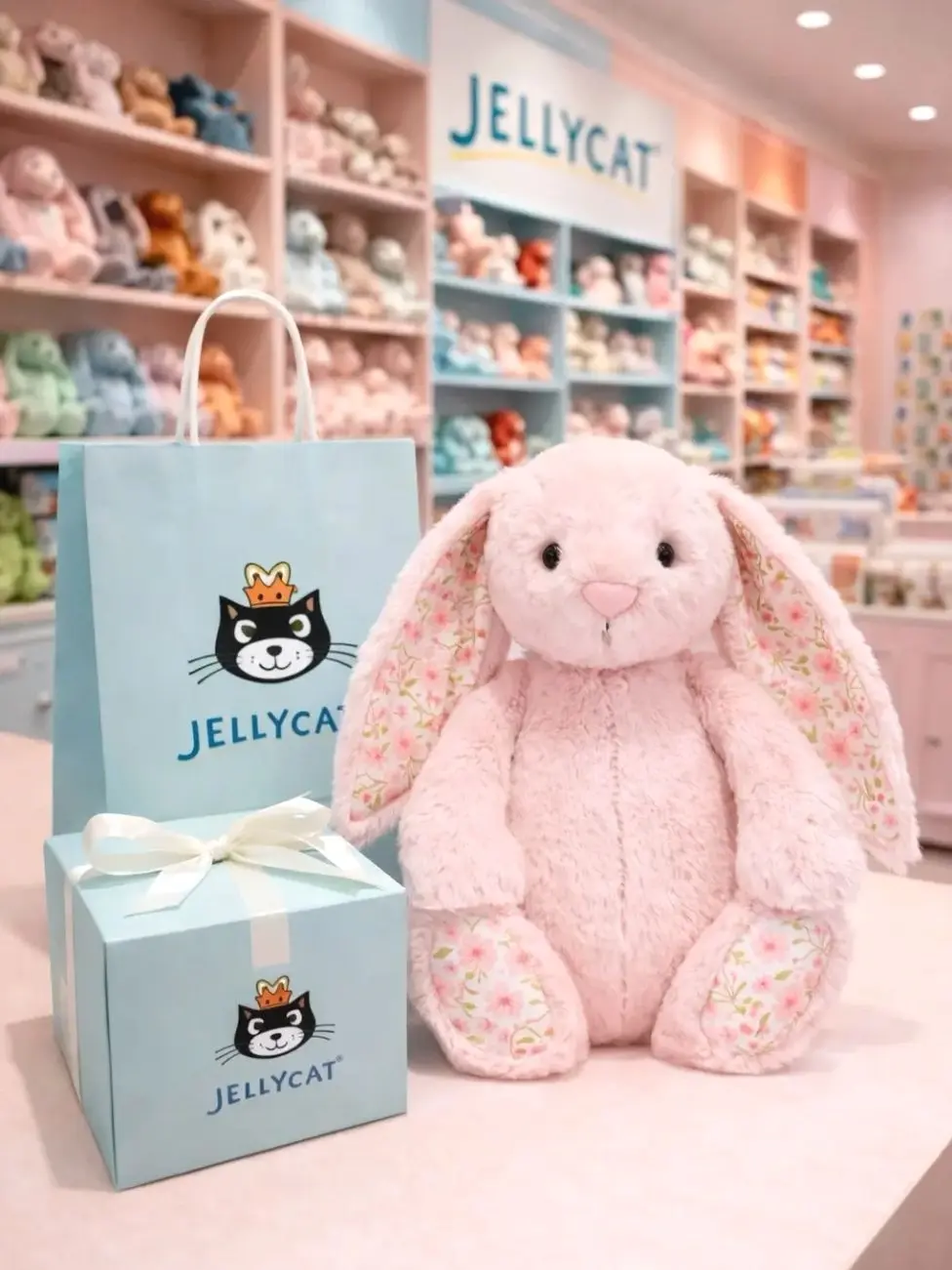 Jellycat Floral Ear Bunny Plush, Cute Bashful Rabbit Stuffed Animal, Soft Bunny Toy with Flower Ears, Baby Gift, Birthday Gift, Easter Plush
