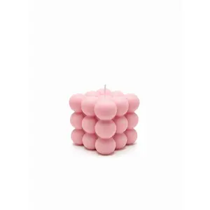 💗 Pink Bubble Cube Candle – Modern Geometric Candle