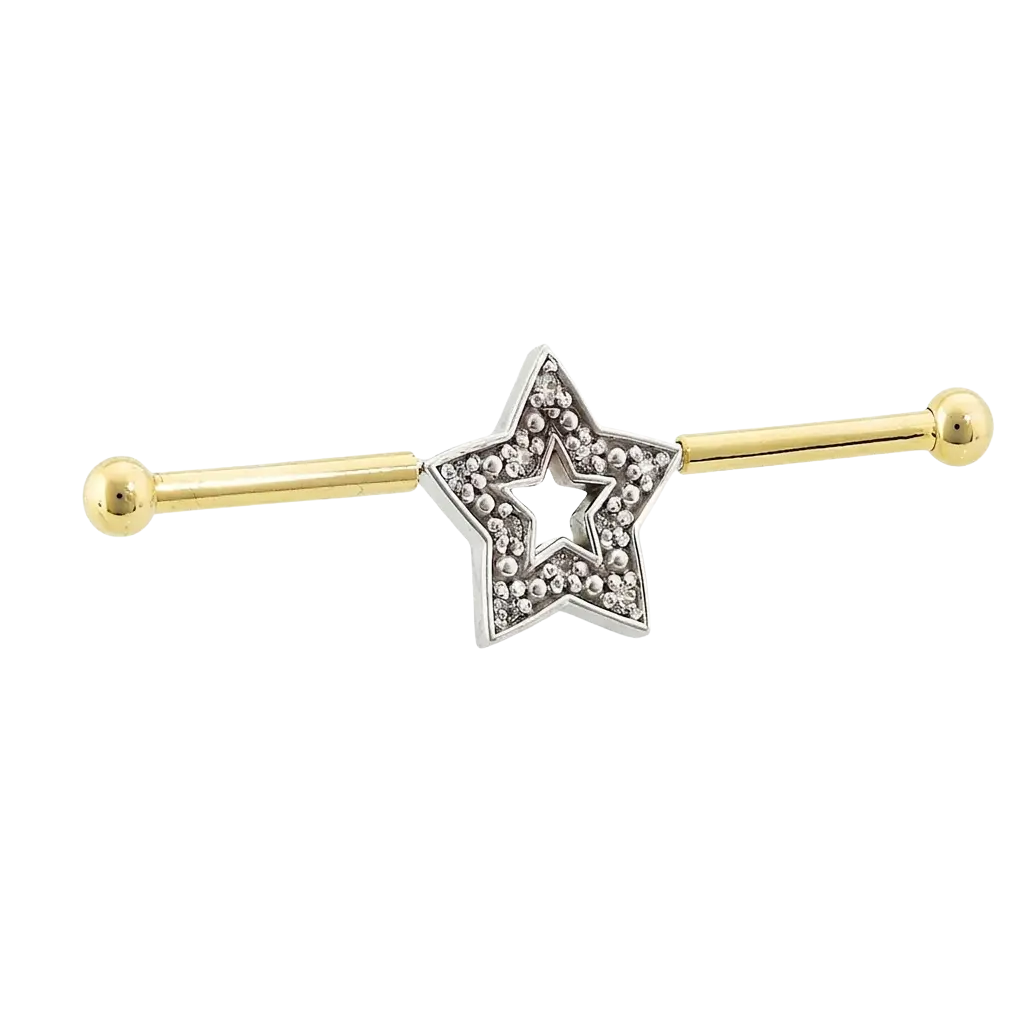 Stellar Frame - 14K Gold Star Straight Barbell