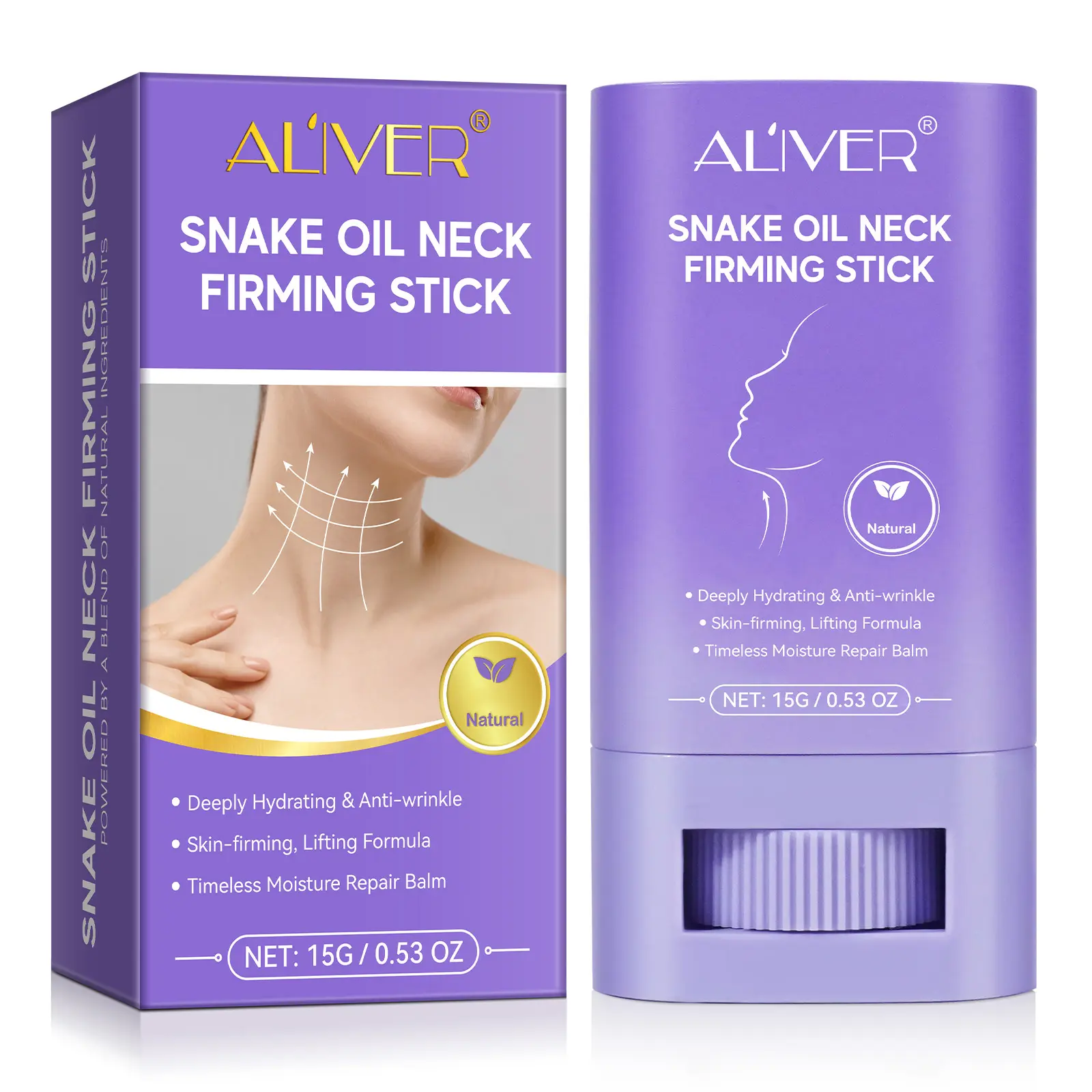ALIVER Neck Firming Stick 15g, rich in avocado resin, Jojoba seed oil, firming neck, hydrating, Moisturizing and brightening, Neck Care Stick