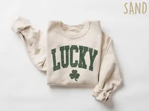 Womens Lucky Sweatshirt, Cute Shamrock Shirt, Happy St Patricks Day Shirt, St Pattys Day Outfit, Irish Lucky Day Shirt, St Patricks Day Gift