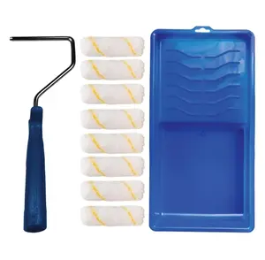 Pro Grade - Paint Roller Tool Kit - 10 Piece Painting Set - Mini Plastic Paint Tray Set, Mini Roller Frame,Microfiber Roller Covers