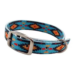 Teal Southwest designed nylon dog collar