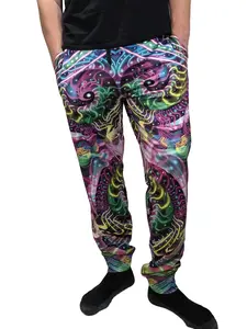 Entheos Vibrations Ammonlite Joggers Artwork by Jan Kruse Psychedelic Festival Wear for EDM Rave and Festival Fashion