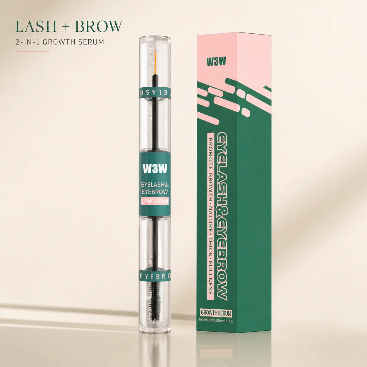 W3W 2-in-1 Dual-Ended Lash & Brow Conditioning Serum, Lightweight Nightly Beauty Lash Enhancer & Primer