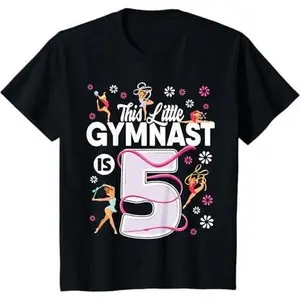 Kids 5 Year Old Gymnast 5th Birthday Girl Tumbling Gymnastics T-Shirt