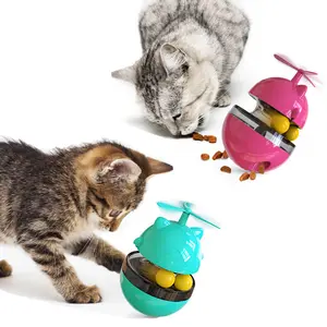 2-in-1 Interactive Cat Feeder Toy – Features Dual Rolling Balls, Self-Balancing Design, Detachable Rotating Cat Teaser Rack, and Puzzle Toy for Mental Stimulation