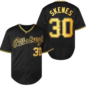 Men's #30 Black Baseball Jersey - Stitched Letters & Numbers Retro Style Fan Apparel