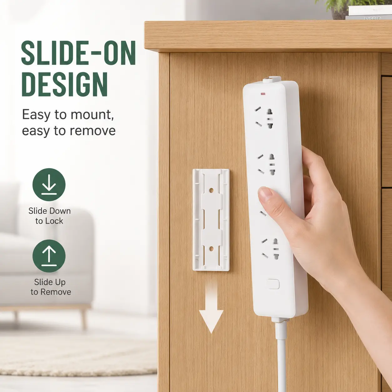 10pcs Power Strip Wall Mount Holder, Slide-On Socket Fixing Bracket for Home, Office & Dorm Cable Organizing