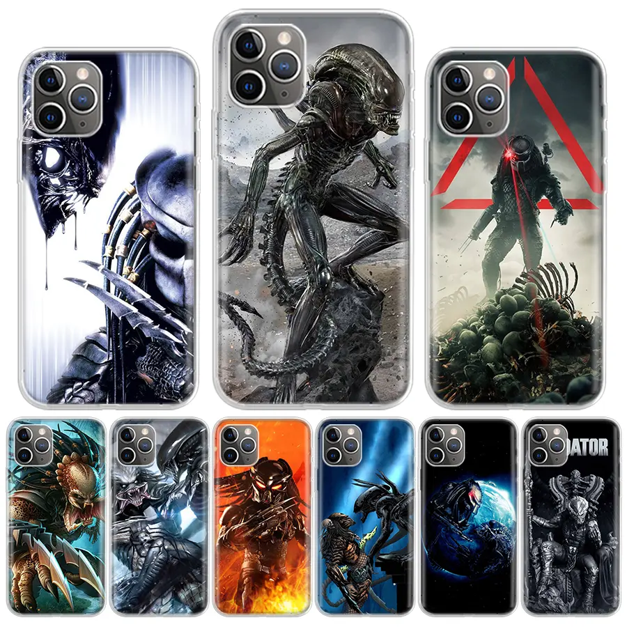 Alien Vs Predator Painted Silicon Call Phone Case For  iPhone 17 16 15 13 14 11 Pro Max  Plus