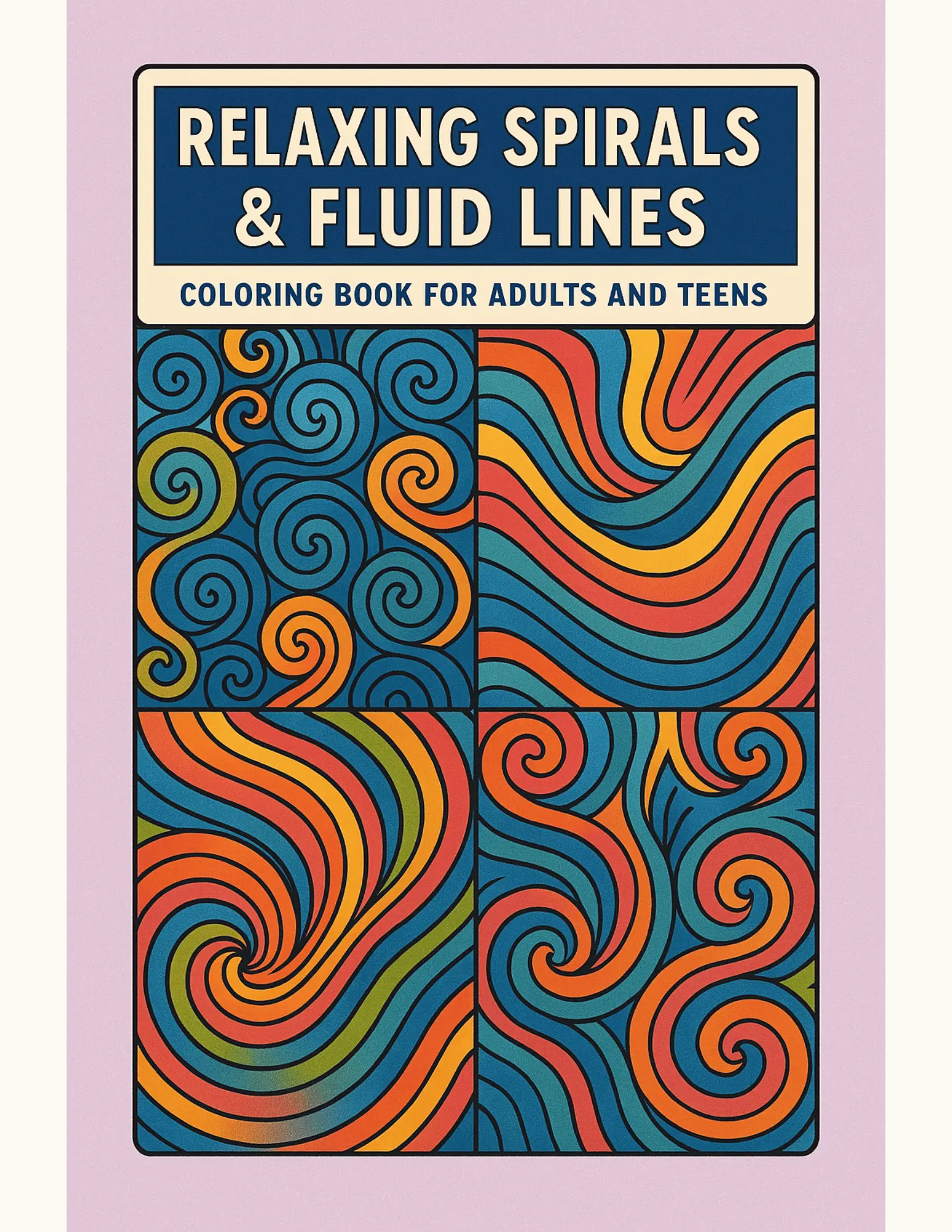 Relaxing Spirals and Fluid Lines Coloring Sheets For Adults and Teens