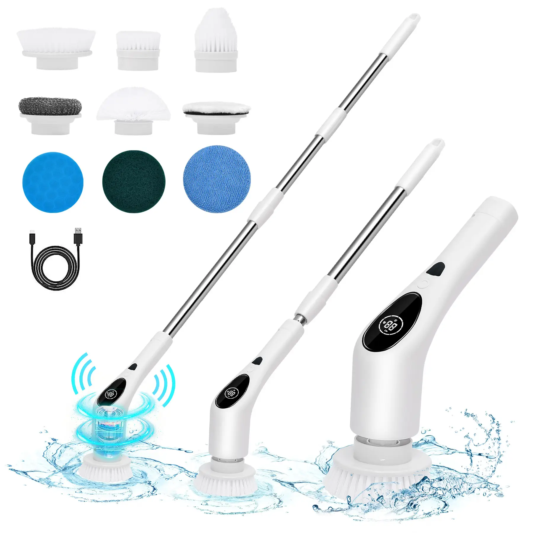 9 in 1 / 7 in 1 Electric Spin Scrubber, Electric Cleaning Brush, Multifunctional Multi-Head Wireless Motorized Brush