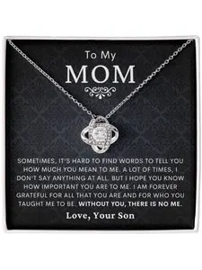 To My Mommy Love Knot Necklace with Message Card and Gift Box Mom To Be Gift From Bump, Expectant Mother Necklace