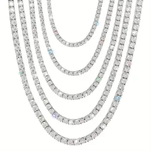 30-36CT Moissanite Tennis necklaces For Men, 4mm D Color VVS1 Round Cut Tennis necklaces, 925 Sterling Silver Tennis necklaces for Women, Fine Jewelry Gifts For Women Men, Christmas Gifts For Ladies Mother Father, New Year Gifts For Men, 17.72-21.65inch
