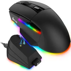 RGB + New + Rechargeable Wireless Gaming Mouse For PC, For PS5, For PS4, For Mac with Charging Dock + Long-Lasting Battery + Up to 12000 DPI + Wired & Wireless Mouse + Black