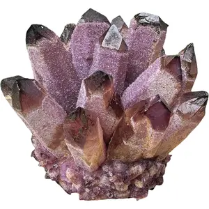 Crystal Cluster Electroplate Natural Quartz Mineral Specimen for Home Decor,Reiki Healing, February Birthstone Gift (Amethyst)