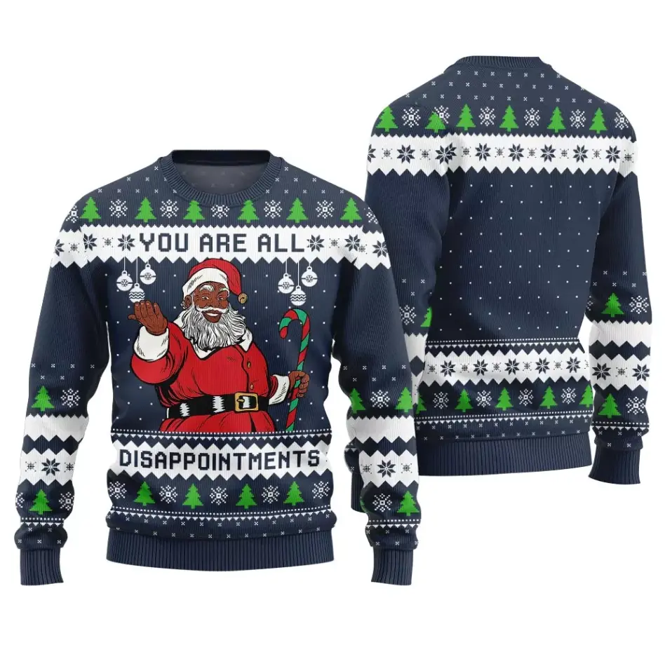 Funny Santa Ugly Christmas Sweater – “You Are All Disappointments” Hilarious Holiday Knit Pullover | Perfect Gag Gift