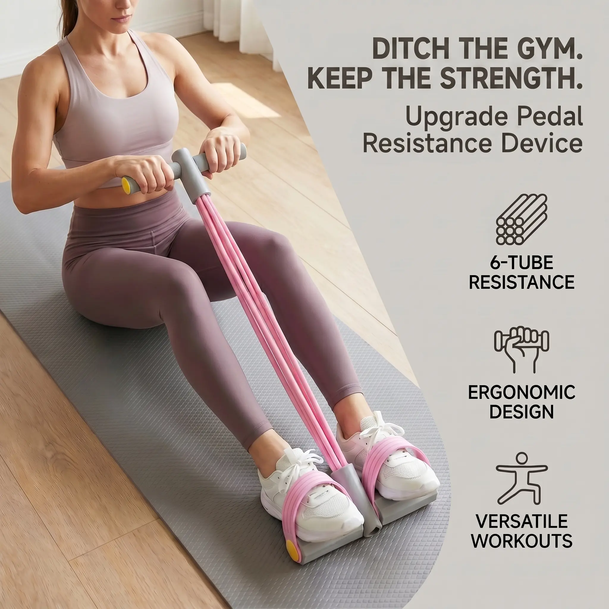 Multi-Functional Pedal Resistance Trainer - Portable Exercise Bands, Strength Training Band, At-Home Gym Equipment for Full-Body, Abdominal Workouts, Resistance Band Workout