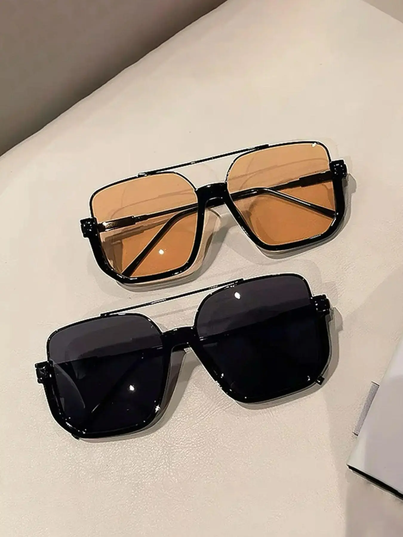 2 Pairs Neutral Style Plain Sunglasses, Fashion Casual Sunglasses for Daily Use, Fashionable Sunglasses, Stylish Accessory for Outdoor Activities, Trendy Sunglasses
