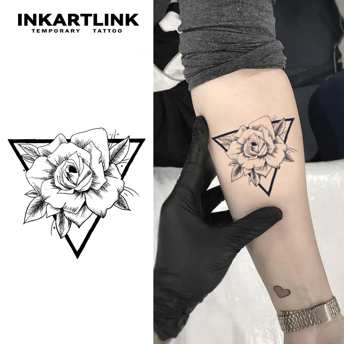 INKARTLINK Eclipsed Thorn Realistic Temporary Tattoos for Adults - 2 Sheets, Waterproof, Semi-Permanent, Long Lasting (1-2 Weeks), No Adhesive, No Reflection, All Skin Types, Ideal for Swimming, Party