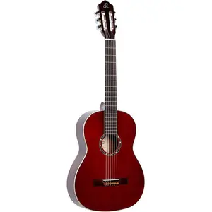 Ortega Guitars 6 String Family Series Full Size Nylon Classical Guitar w/Bag, Right-Handed, Spruce Top-Wine Red-Gloss, (R121WR)