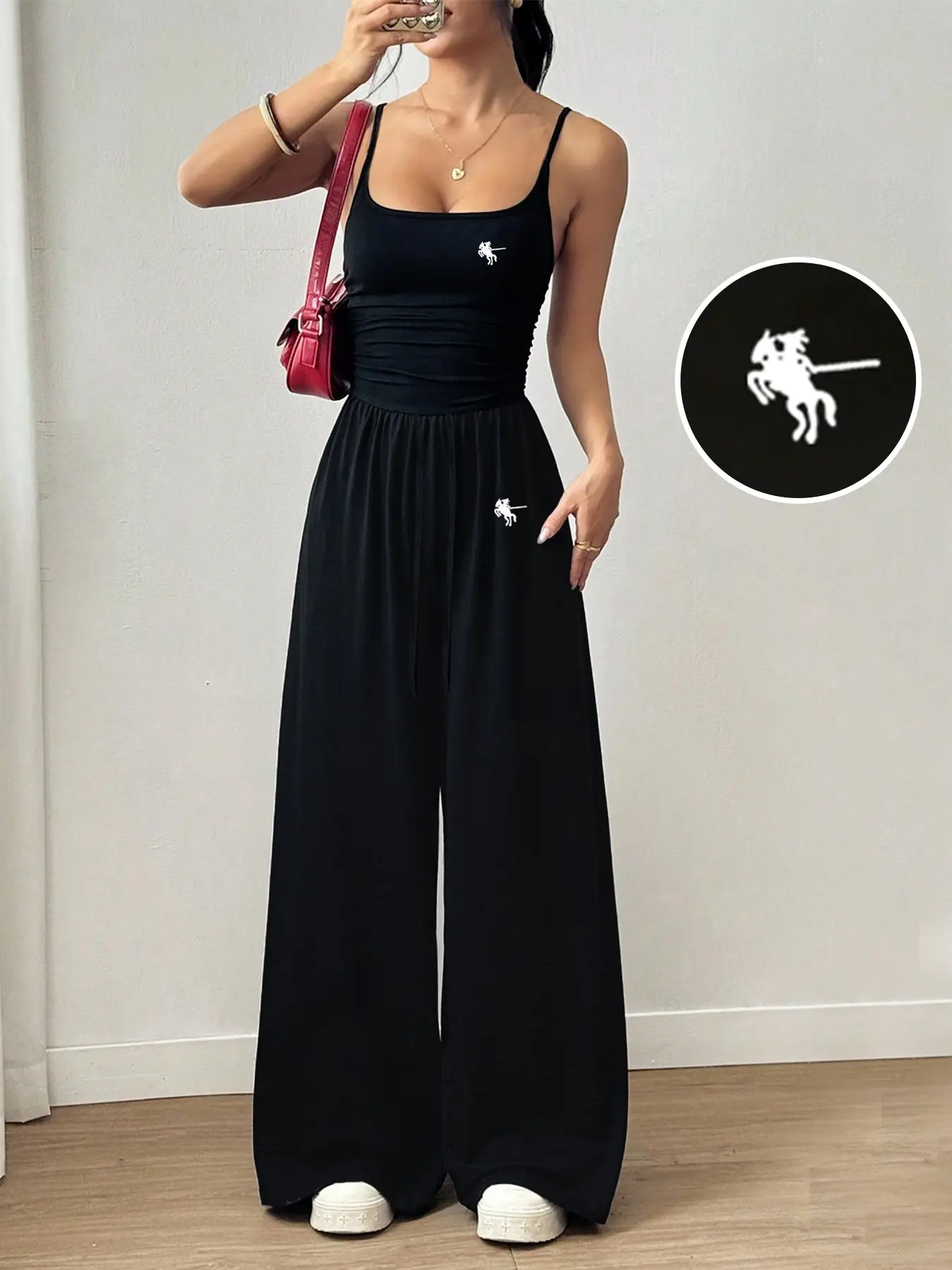 2026 New Arrival, Women's Black Pants and Camisole Set, Casual loungewear set – camisole style, adjustable straps, perfect for spring and summer outfits, comfortable and casual #2PieceSet #SummerFashion #OOTD #WomensFashion #TikTok