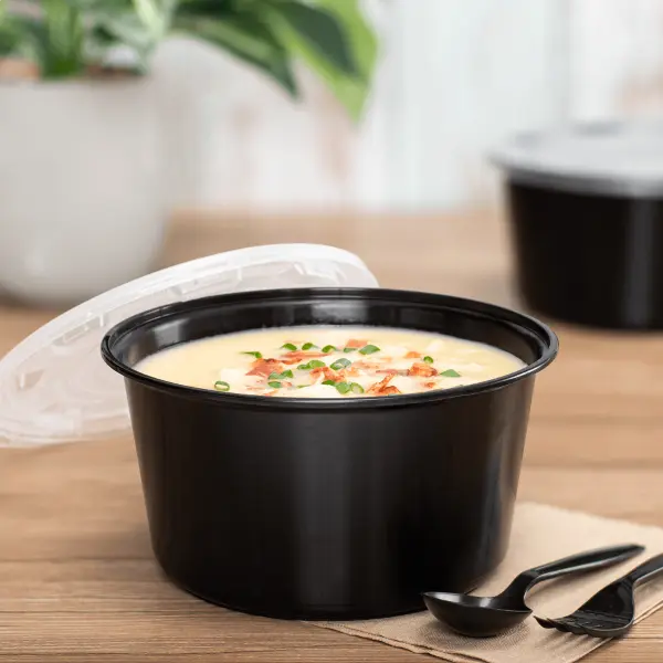 [300 ct] 48 oz Disposable Bowls | Black | Injection Molded PP | 179 mm