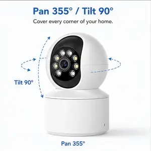 Smart WiFi Indoor Security Camera, 360° Auto Tracking, Night Vision, Baby Monitor, Pet Camera, 2-Way Audio, 4K Resolution, Color Night Vision, Home Security Camera